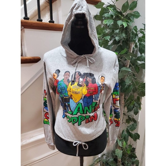 Onfire Womens Gray 100% Cotton Hooded Drawstring Long Sleeve Top Blouse Medium - Picture 8 of 14